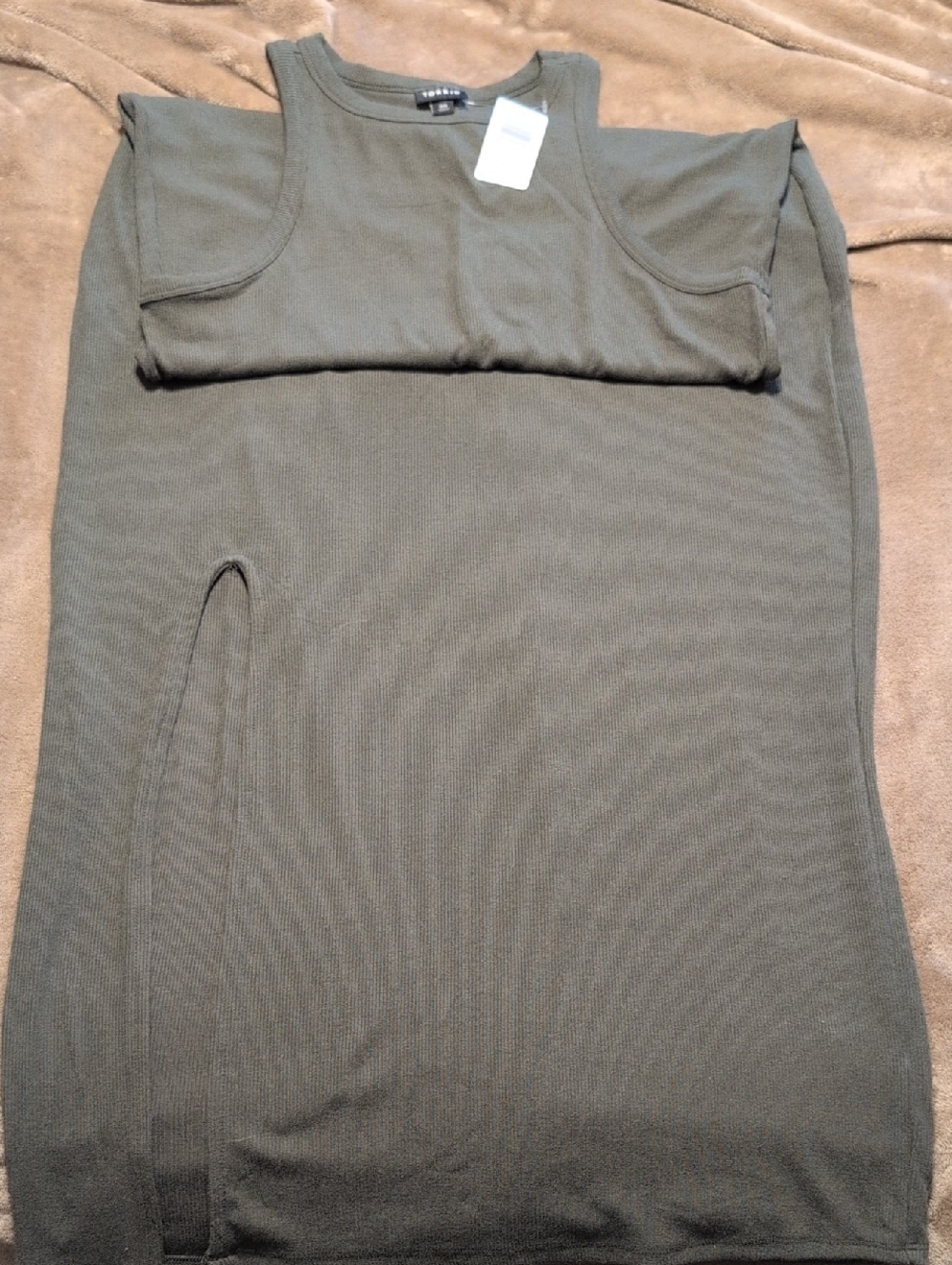 torrid Olive Green Ribbed Knit Maxi Dress Size 00 (10)